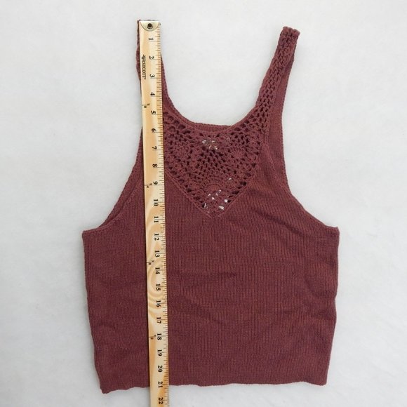 L.A Hearts Knit Crop Tank Top Womens Pacsun Burgundy Size L - Picture 3 of 7